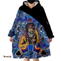 custom personalised australian boomerang indigenous australia blue graceful wearable blanket hoodie