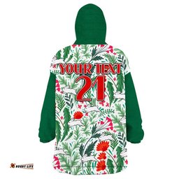 custom personalised rabbitohs poppy flowers field wearable blanket hoodie