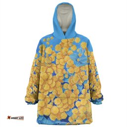 Australia Golden Wattle Snug Hoodie - Golden Wattle Blue Background Oil Painting Art Snug Hoodie