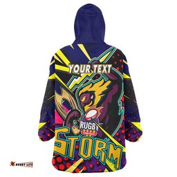 storm rugby snug hoodie custom storm and thunder rugby nrl grand final style of dot background personalised player and number oodie blanket
