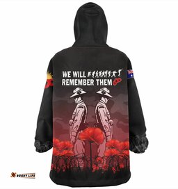 Australia Anzac Day Snug Hoodie - Anzac Day Soldier We Will Remember Them Oodie Red