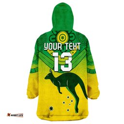 custom text and number australia soccer wearable blanket hoodie world cup socceroos we are champions