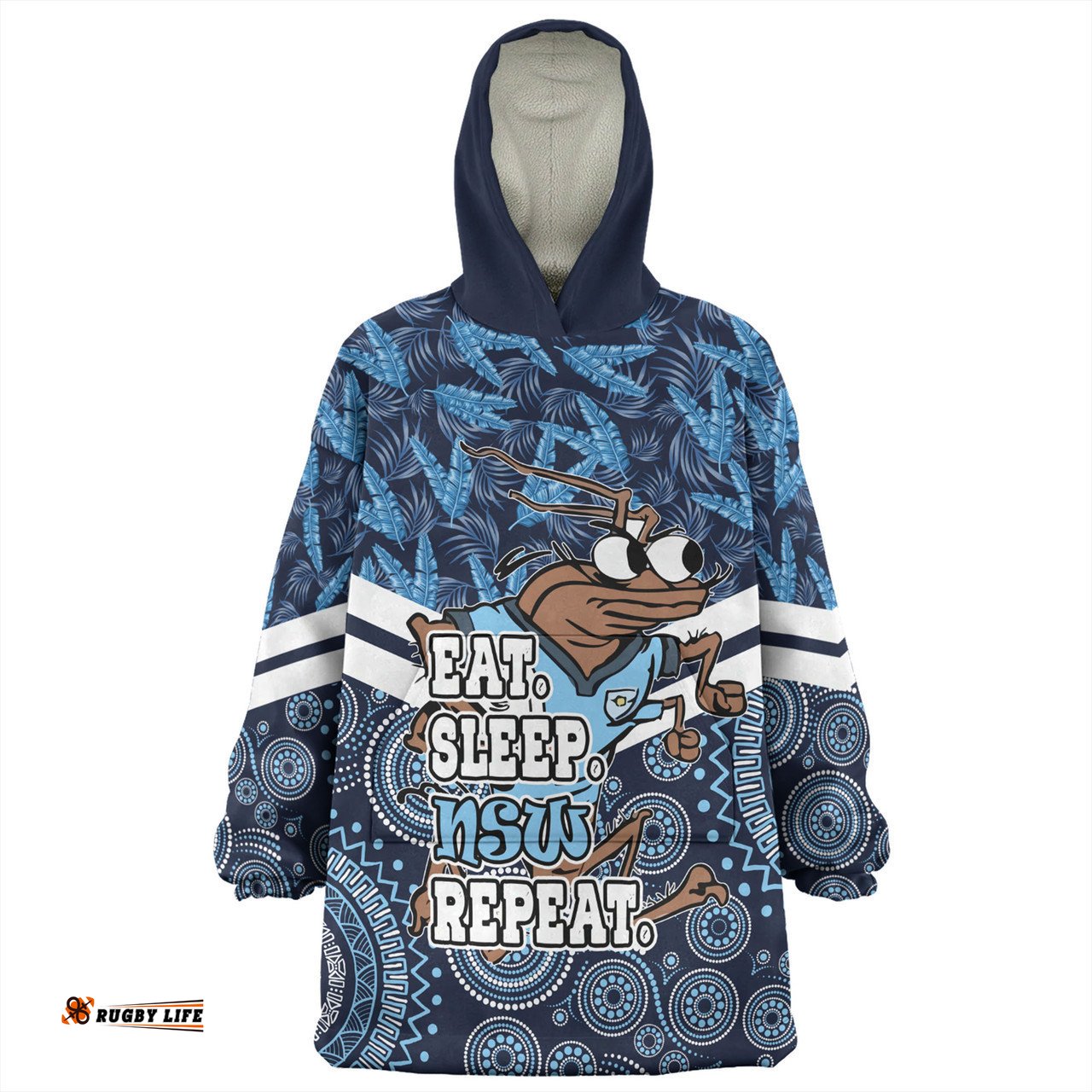 Cockroach Sport Snug Hoodie - Tropical Patterns And Dot Painting Eat Sleep Repeat