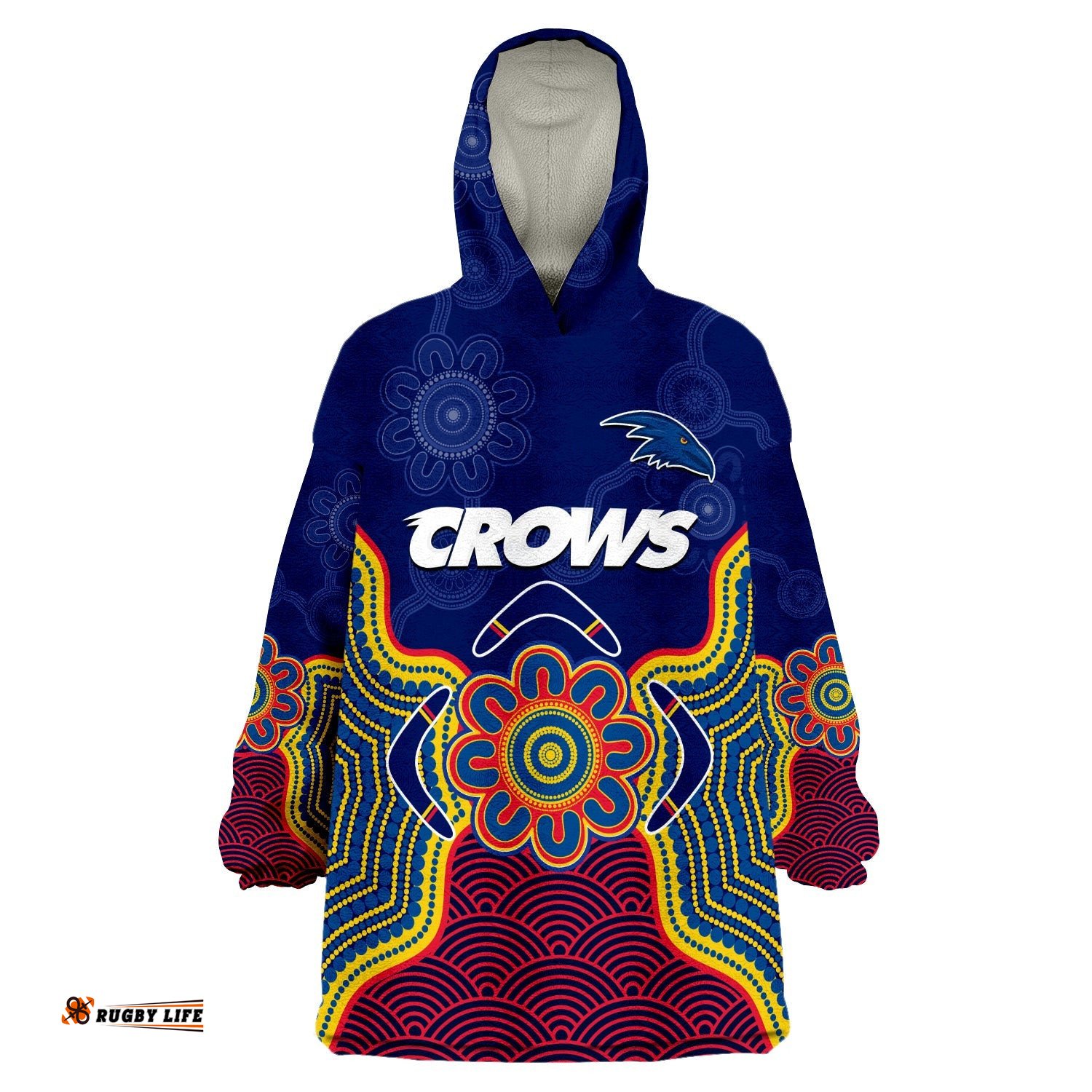 adelaide football wearable blanket hoodie crows aboriginal art
