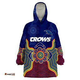 adelaide football wearable blanket hoodie crows aboriginal art