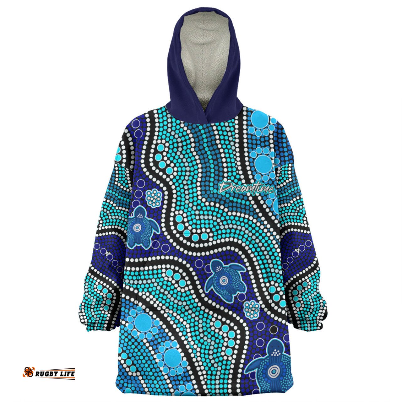 Australia Turtles Aboriginal Custom Snug Hoodie - Dreamtime River And Turtles Dot Art Painting Snug Hoodie