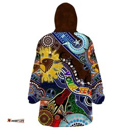 custom naidoc week 2024 hawthorn hawks wearable blanket hoodie australia aboriginal dot painting dt02