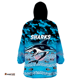 sharks rugby anzac day camouflage indigenous art wearable blanket hoodie