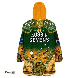 australia rugby wearable blanket hoodie aussie sevens green indigenous