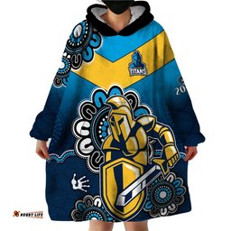 custom personalised nrl gold coast titans rugby gld 2007 aboriginal wearable blanket hoodie