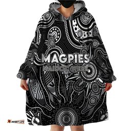 personalised magpies naidoc week 2024 wearable blanket hoodie aussie aboriginal art dt02