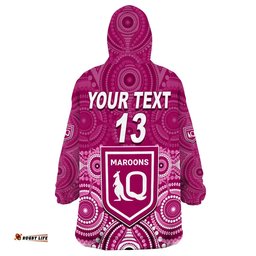 custom text and number maroons rugby wearable blanket hoodie aboriginal queensland origin