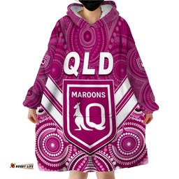 custom text and number maroons rugby wearable blanket hoodie aboriginal queensland origin