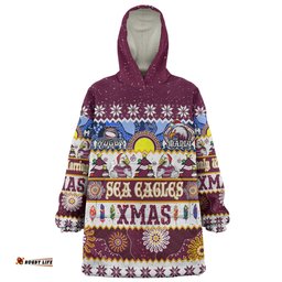 Manly Warringah Sea Eagles Christmas Aboriginal Custom Snug Hoodie - Indigenous Knitted Ugly Xmas Style Snug Hoodie