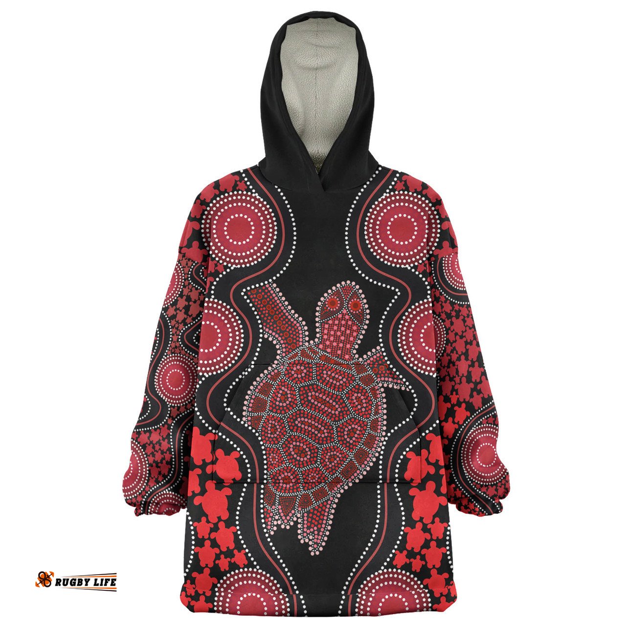Australia Snug Hoodie - Aboriginal Art Red Turtle Inspired
