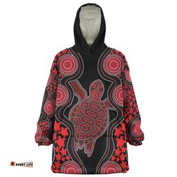 Australia Snug Hoodie - Aboriginal Art Red Turtle Inspired