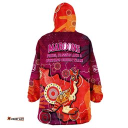 queenslanders rugby maroons aboriginal style wearable blanket hoodie