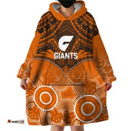 giants football wearable blanket hoodie gws aboriginal mix polynesian pattern