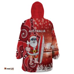 christmas in july australia wearable blanket hoodie santa surfboard sydney opera house red