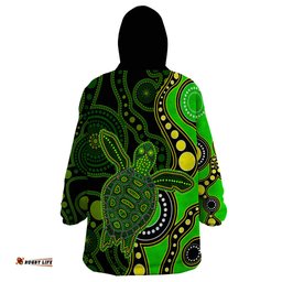 aboriginal turtle wearable blanket hoodie green style