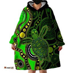 aboriginal turtle wearable blanket hoodie green style