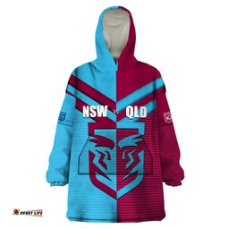 custom nsw blues vs qld maroon rugby wearable blanket hoodie