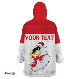 afl sydney christmas personalised wearable blanket hoodie with swans mascot simple style