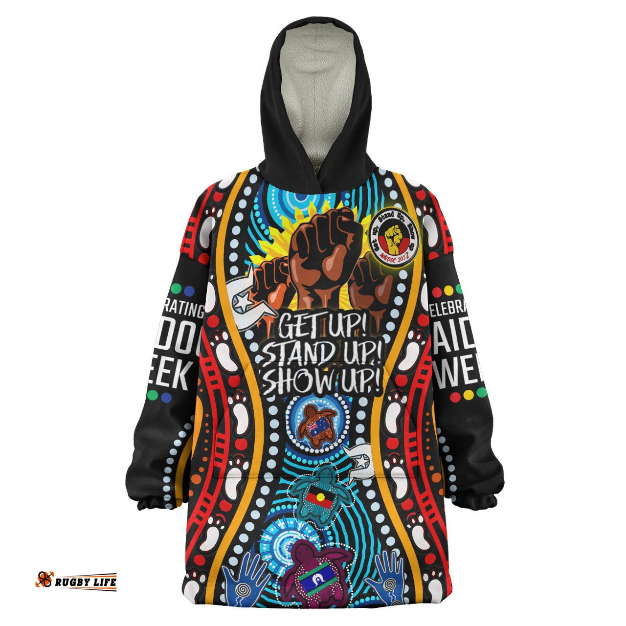 Australia NAIDOC Week Snug Hoodie - Aboriginal Inspired and Torres Strait Islander Get Up! Stand Up! Show Up! Oodie Blanket