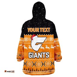 custom personalised greater western sydney football wearable blanket hoodie giants aboriginal merry christmas