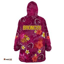 broncos rugby wearable blanket hoodie beautiful floral pattern spring summer vibe