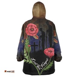 Australia Anzac Day Snug Hoodie - Lest We Forget With Poppies Flowers Watercolor Style Oodie Blanket