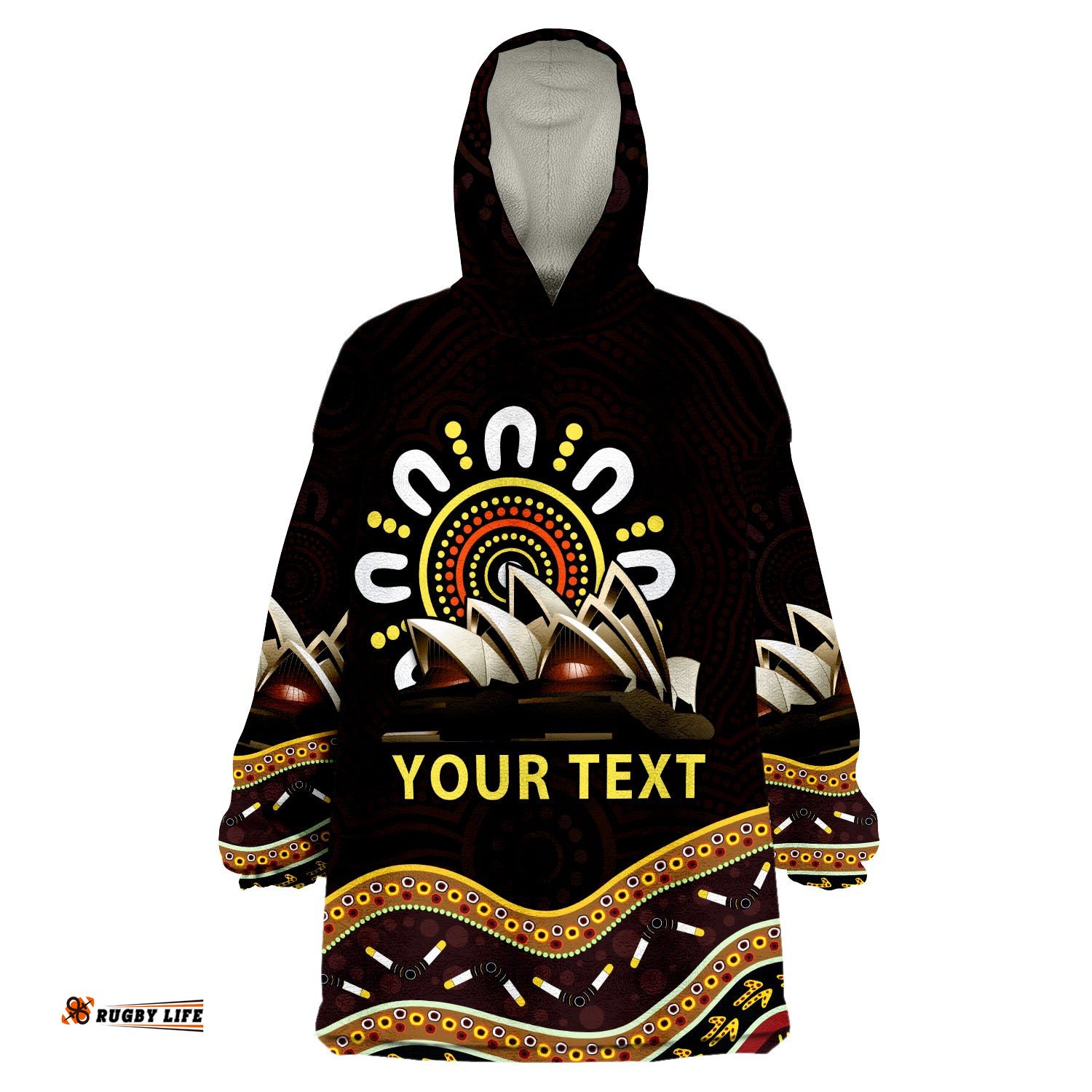 custom personalised sydney australia aboriginal art sydney opera house wearable blanket hoodie