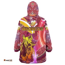 nrlw broncos rugby snug hoodie custom rugby ball indigenous aboriginal broncos women oodie blanket