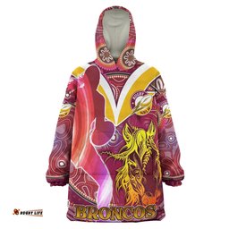 nrlw broncos rugby snug hoodie custom rugby ball indigenous aboriginal broncos women oodie blanket