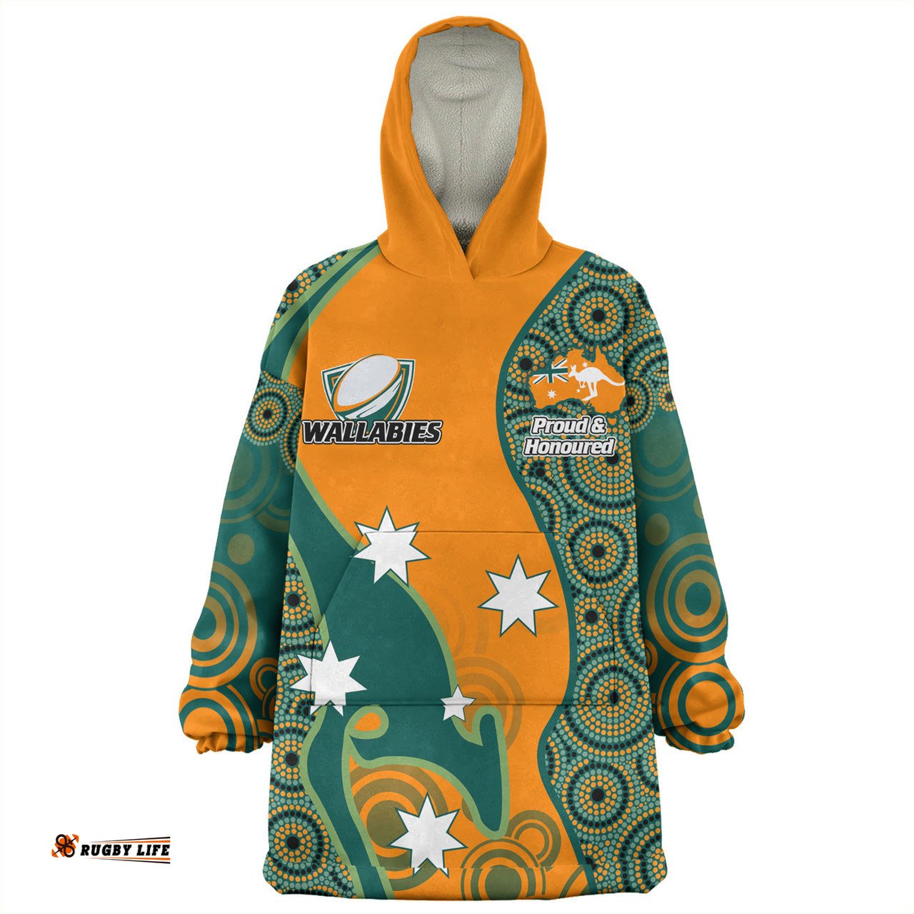 Australia Wallabies Custom Snug Hoodie - Custom Proud And Honoured Indigenous Aboriginal Inspired Gold Jersey Snug Hoodie
