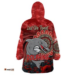 nrl anzac redcliffe dolphins poppy flowers wearable blanket hoodie