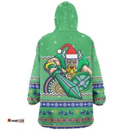 Canberra Raiders Christmas Custom Snug Hoodie - Ugly Xmas And Aboriginal Patterns For Die Hard Fan Snug Hoodie