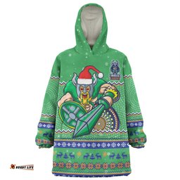 Canberra Raiders Christmas Custom Snug Hoodie - Ugly Xmas And Aboriginal Patterns For Die Hard Fan Snug Hoodie