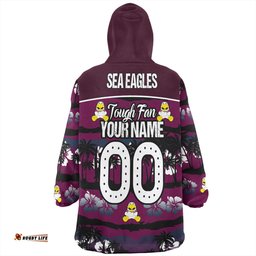 Manly Warringah Sea Eagles Snug Hoodie - Eat Sleep Repeat With Tropical Patterns