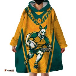 custom australia rugby wearable blanket hoodie wallabies mascots sporty version