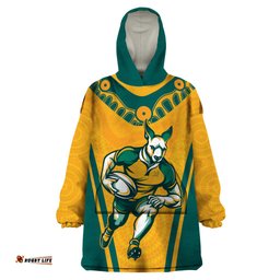 custom australia rugby wearable blanket hoodie wallabies mascots sporty version