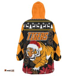 tigers rugby christmas snug hoodie custom tigers merry christmas aboriginal wearable blanket hoodie