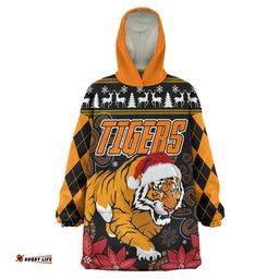 tigers rugby christmas snug hoodie custom tigers merry christmas aboriginal wearable blanket hoodie