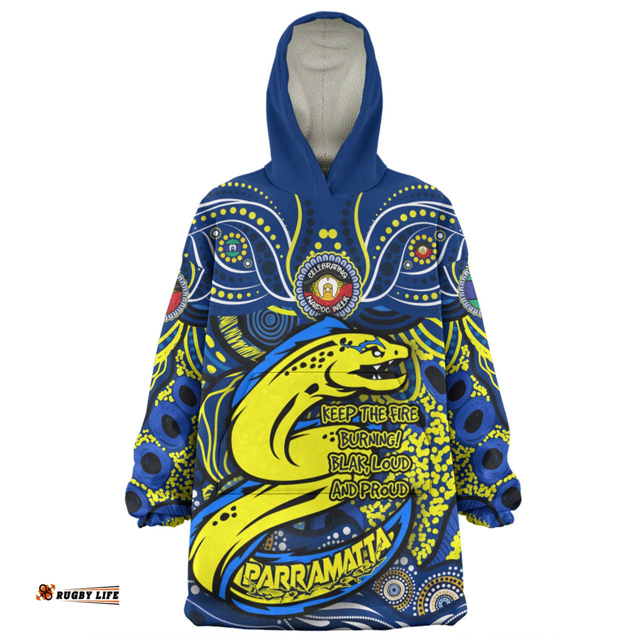 Parramatta Eels Snug Hoodie Celebrating Naidoc Week 2024 Aboriginal Dot Art Inspired