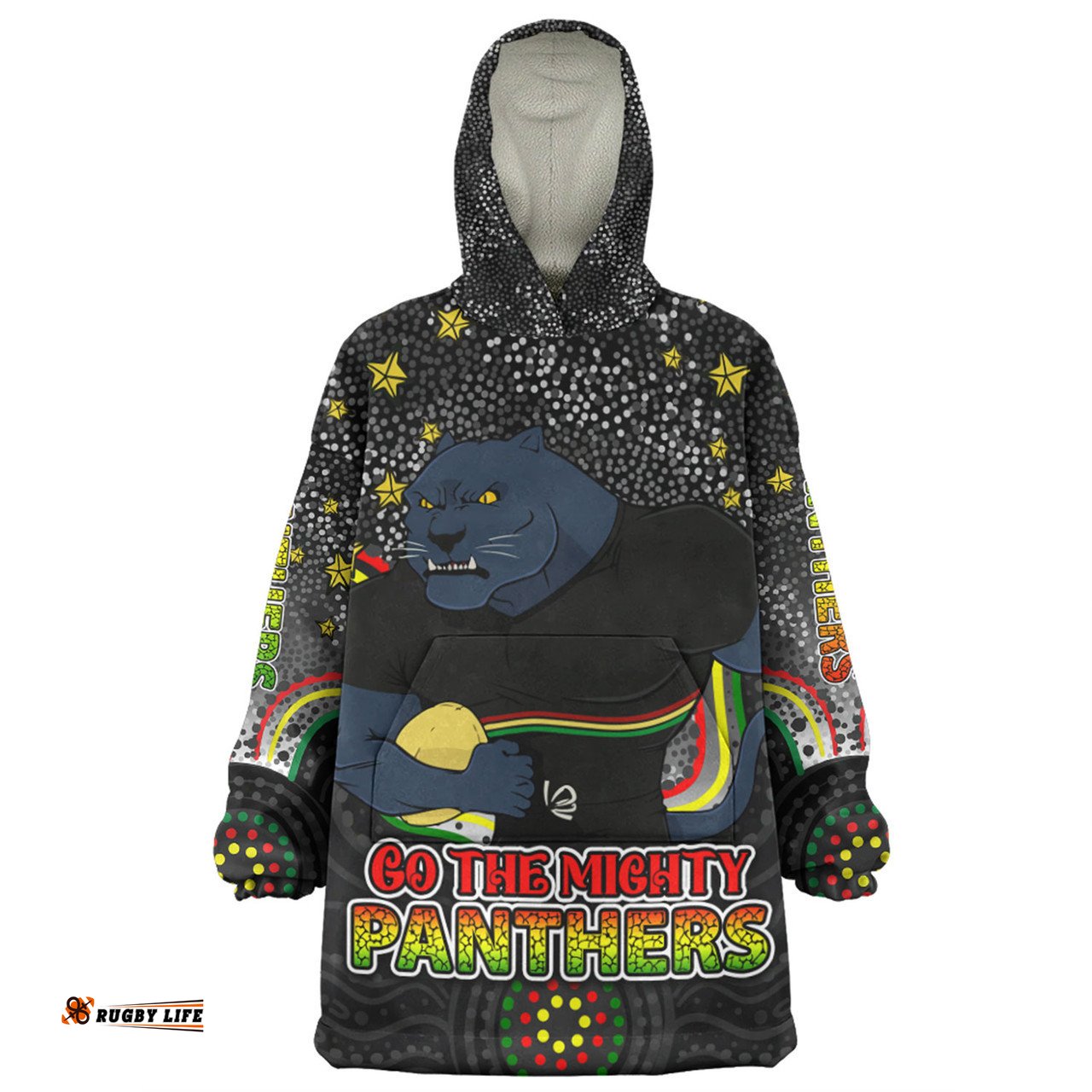 Penrith Panthers Custom Snug Hoodie - Custom With Aboriginal Inspired Style Of Dot Painting Patterns Snug Hoodie