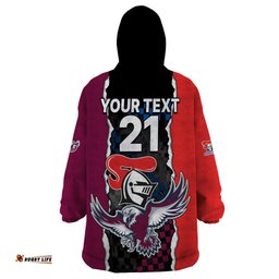 custom text and number nrl combine knights sea eagles wearable blanket hoodie sporty style