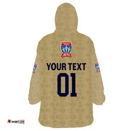 custom personalised newcastle jets wearable blanket hoodie soccer club original style gold