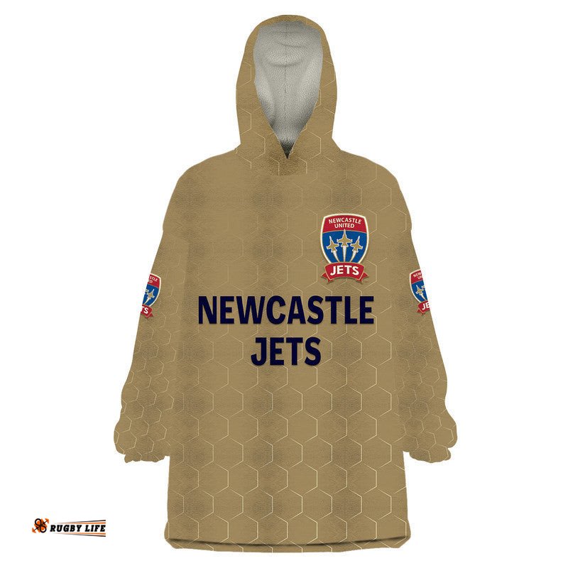 custom personalised newcastle jets wearable blanket hoodie soccer club original style gold