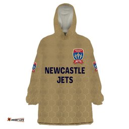 custom personalised newcastle jets wearable blanket hoodie soccer club original style gold