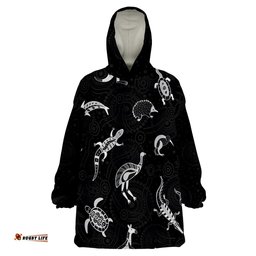 custom personalised aboriginal art animals australia version black wearable blanket hoodie